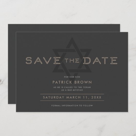 Bar Mitzvah Save the Date Kaart (Voorkant / Achterkant)