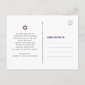 Bar Mitzvah Save the Date Paarse Ombre Gold Foil Uitnodiging Briefkaart (Achterkant)