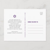 Bar Mitzvah Save the Date Paarse Ombre Silver Foil Uitnodiging Briefkaart (Achterkant)