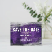 Bar Mitzvah Save the Date Paarse Ombre Silver Foil Uitnodiging Briefkaart (Staand voorkant)