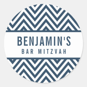 BAR MITZVAH SEAL eenvoudige moderne blok chevron m Ronde Sticker