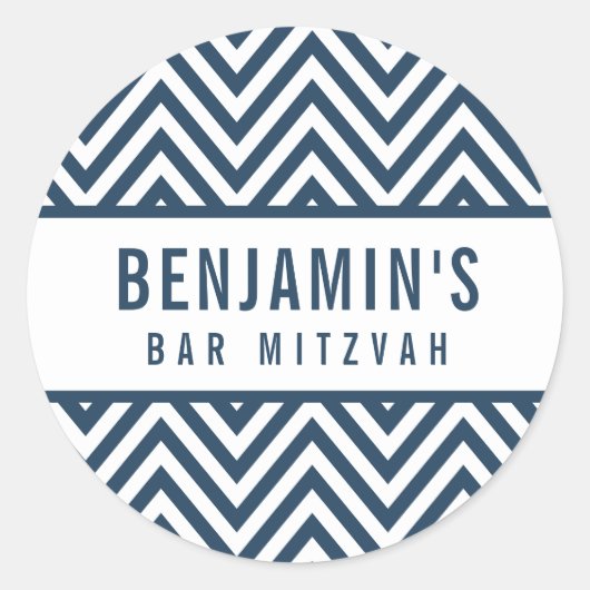 BAR MITZVAH SEAL eenvoudige moderne blok chevron m Ronde Sticker (Voorkant)