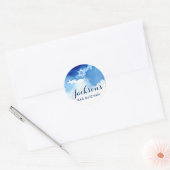 BAR MITZVAH SEAL white star smart blue waterverf Ronde Sticker (Envelop)