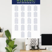 BAR MITZVAH SEATINGSKART 18 tafels marinegroen Poster (Thuiskantoor)