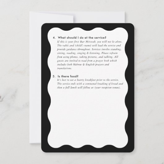 BAR MITZVAH service informatie advies zwart wit Kaart (Achterkant)