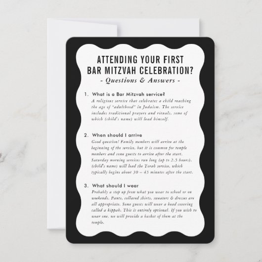 BAR MITZVAH service informatie advies zwart wit Kaart (Voorkant)