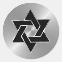 Bar Mitzvah Silver Black Star van David Ronde Sticker