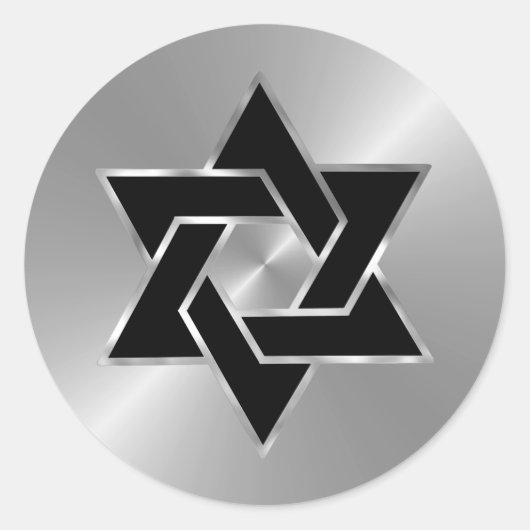 Bar Mitzvah Silver Black Star van David Ronde Sticker (Voorkant)