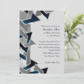 Bar Mitzvah Silver Blauwgroen Blue Grey Star van D Kaart (Staand voorkant)