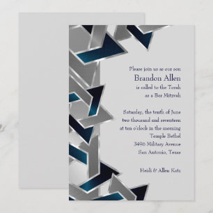 Bar Mitzvah Silver Blauwgroen Blue Grey Star van D Kaart