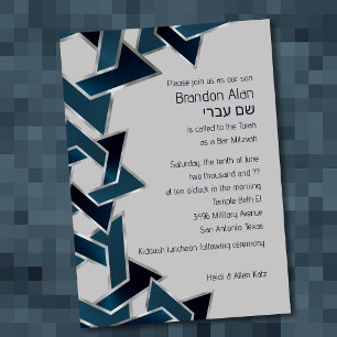 Bar Mitzvah Silver Blauwgroen marine Blue Star van Kaart