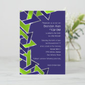 Bar Mitzvah Silver Blue Lime Green Star van David Kaart (Staand voorkant)