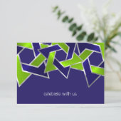 Bar Mitzvah Silver Blue Lime Green Star van David Kaart (Staand voorkant)