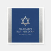 Bar Mitzvah Silver Blue Modern Simple Personalized Servet (Voorkant)