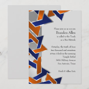 Bar Mitzvah Silver Blue Oranje Star van David Kaart