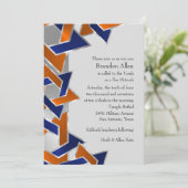 Bar Mitzvah Silver Blue Oranje Star van David Kaart (Staand voorkant)