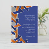 Bar Mitzvah Silver Blue Oranje Star van David Kaart (Staand voorkant)