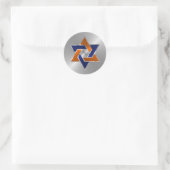 Bar Mitzvah Silver Blue Oranje Star van David Ronde Sticker (Tas)