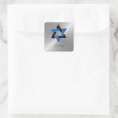 Bar Mitzvah Silver Blue Star Address Seal Vierkante Sticker (Tas)