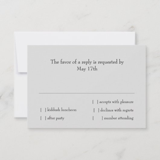 Bar Mitzvah Silver Blue Star RSVP Kaartje (Achterkant)