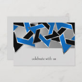 Bar Mitzvah Silver Blue Star RSVP Kaartje (Voorkant / Achterkant)