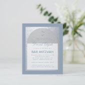 Bar Mitzvah Silver Dusty Blue Budget Invitation (Staand voorkant)