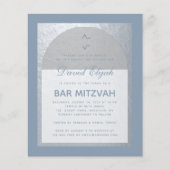 Bar Mitzvah Silver Dusty Blue Budget Invitation (Voorkant)