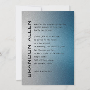 Bar Mitzvah Silver en Blue Invitation Kaart