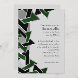 Bar Mitzvah Silver Green Black Star van David Kaart