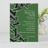 Bar Mitzvah Silver Green Black Star van David Kaart (Staand voorkant)
