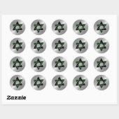 Bar Mitzvah Silver Green Black Star van David Ronde Sticker (Vel)