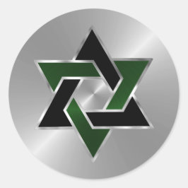 Bar Mitzvah Silver Green Black Star van David Ronde Sticker