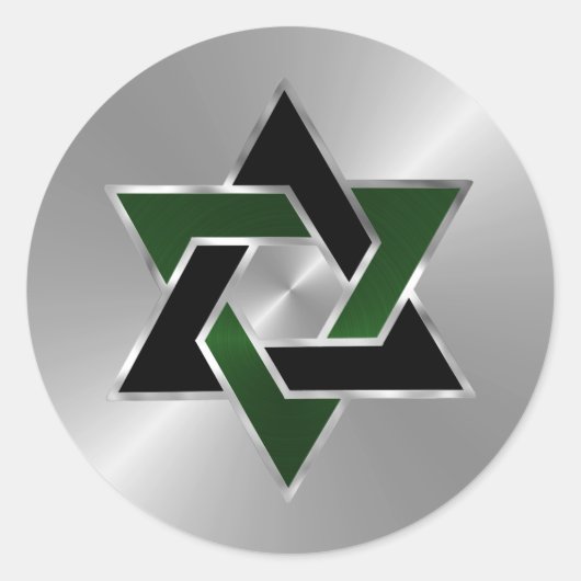 Bar Mitzvah Silver Green Black Star van David Ronde Sticker (Voorkant)