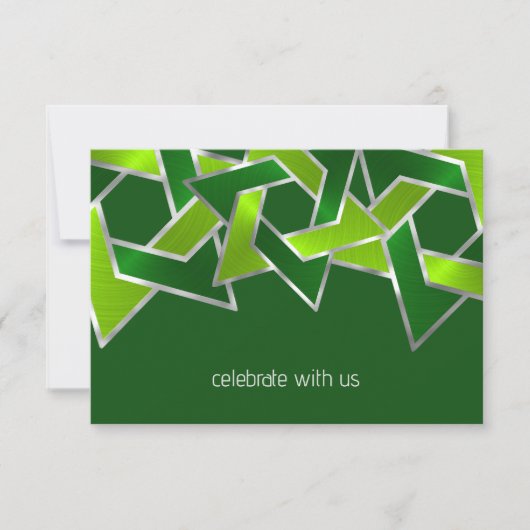 Bar Mitzvah Silver Lime Green Star van David Kaart (Voorkant)