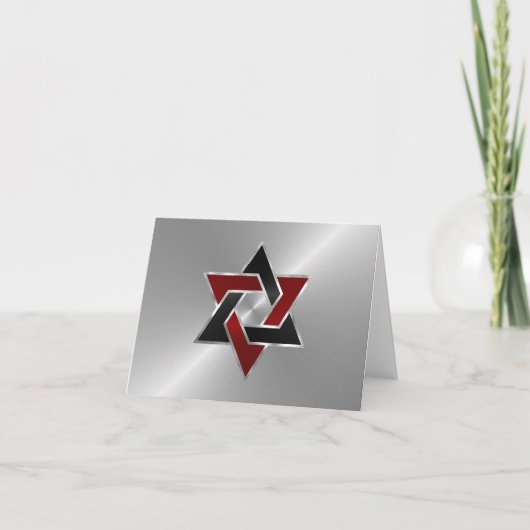 Bar Mitzvah Silver Red Star van David Bedankkaart (Voorkant)
