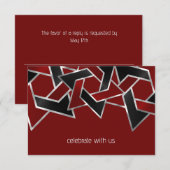 Bar Mitzvah Silver Red Star van David RSVP Kaartje (Voorkant / Achterkant)