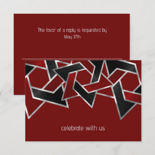 Bar Mitzvah Silver Red Star van David RSVP Kaartje