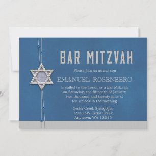 Bar Mitzvah Silver Star Blue krads Kaart