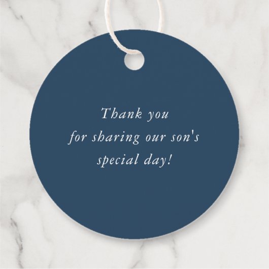 BAR MITZVAH simple modern block chevron navy blue Bedankjes Labels (Achterkant)