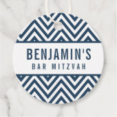 BAR MITZVAH simple modern block chevron navy blue Bedankjes Labels (Voorkant)