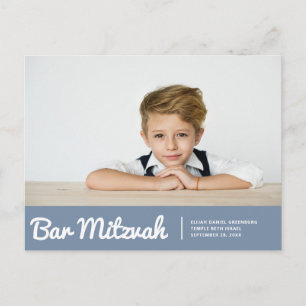 Bar Mitzvah Simple Modern Custom Photo Invitation Briefkaart