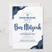 Bar Mitzvah Simple Modern Navy Blue Agate Script Kaart (Voorkant)