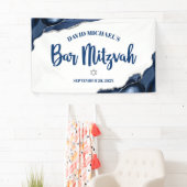 Bar Mitzvah Simple Modern Navy Blue Agate Script Spandoek (Insitu)