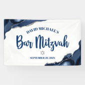 Bar Mitzvah Simple Modern Navy Blue Agate Script Spandoek (Horizontaal)