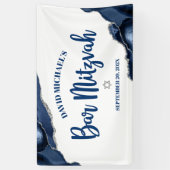 Bar Mitzvah Simple Modern Navy Blue Agate Script Spandoek (Verticaal)