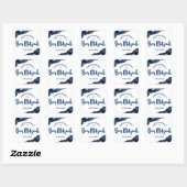 Bar Mitzvah Simple Modern Navy Blue Agate Script Vierkante Sticker (Vel)