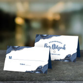 Bar Mitzvah Simple Modern Navy Blue Silver Agate Plaatskaartje