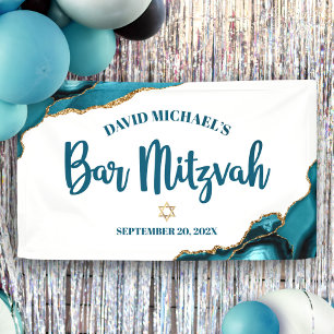 Bar Mitzvah Simple Modern Turquoise Agate Script Spandoek