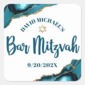 Bar Mitzvah Simple Modern Turquoise Agate Script Vierkante Sticker (Voorkant)