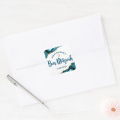 Bar Mitzvah Simple Modern Turquoise Agate Script Vierkante Sticker (Envelop)